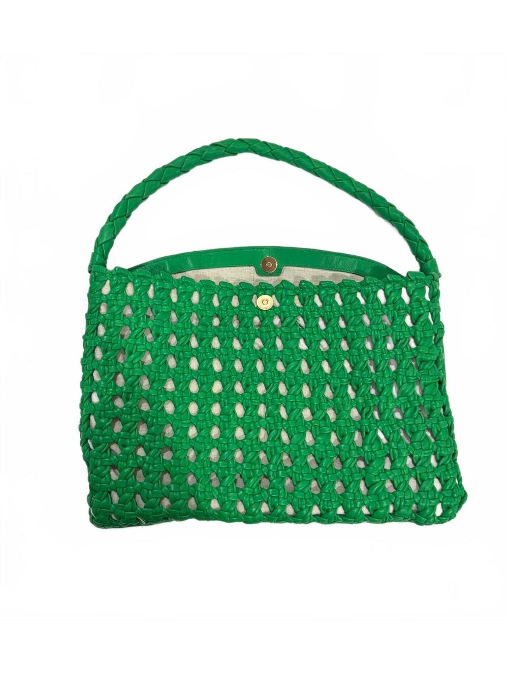 Vince Camuto Lyona Woven Leather Kelly Green Shoulder Bag Hobo Y2K Designer Bag - Picture 2 of 9